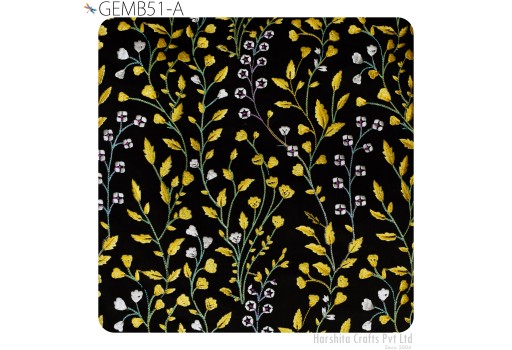 Black Sewing DIY Crafting Indian Embroidered Fabric by the yard Embroidery Wedding Dress Material Costumes Dolls Cushion Covers Blouses